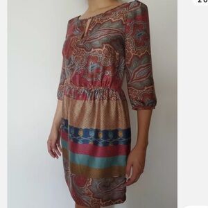 Zara Basics Moroccan Maroon and Gold Dress